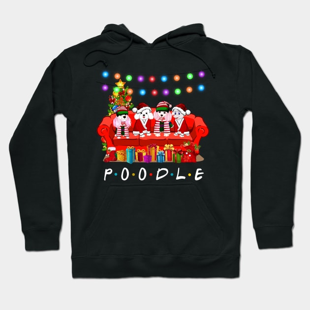 Friends Poodle Merry Christmas Sweatershirt Hoodie by kimmygoderteart